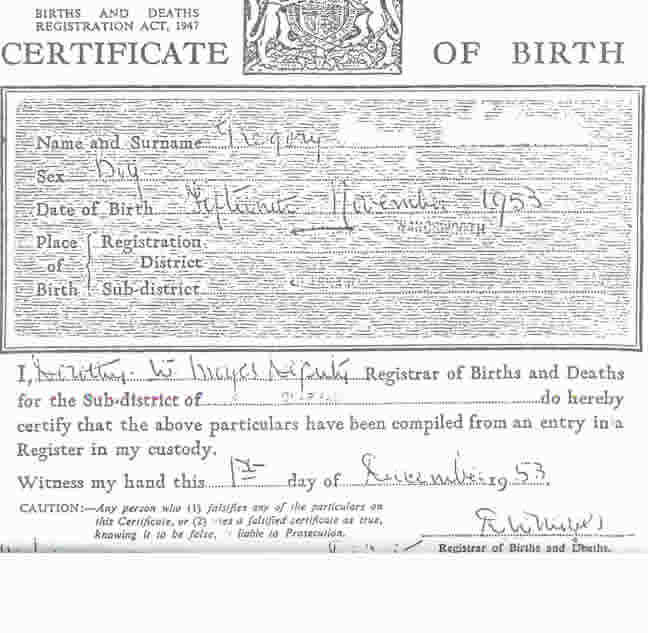 UK birth certificate