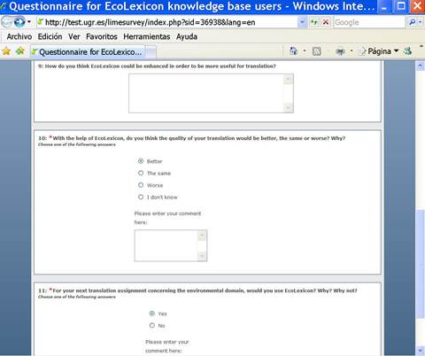 Opis: questionnaire in English